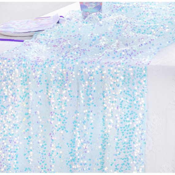 Blå Glitter Bordløper, 2.75 meter