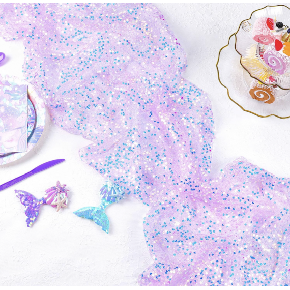 Lavendel Glitter Bordløper, 2.75 meter