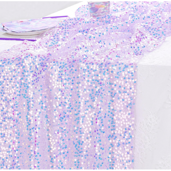 Lavendel Glitter Bordløper, 2.75 meter
