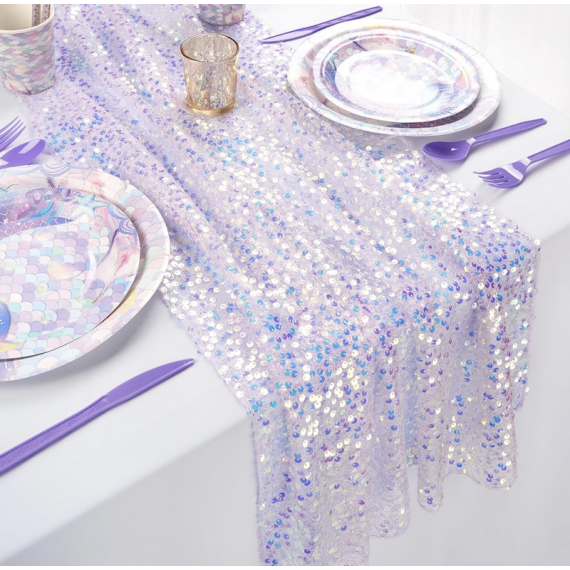 Lavendel Glitter Bordløper, 2.75 meter