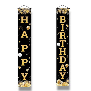 Sort og Gull Bursdagsbanner