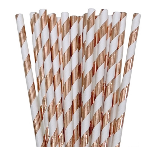 Rose Gold Striper Sugerør