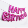 Mørkerosa Happy Birthday Foliebanner