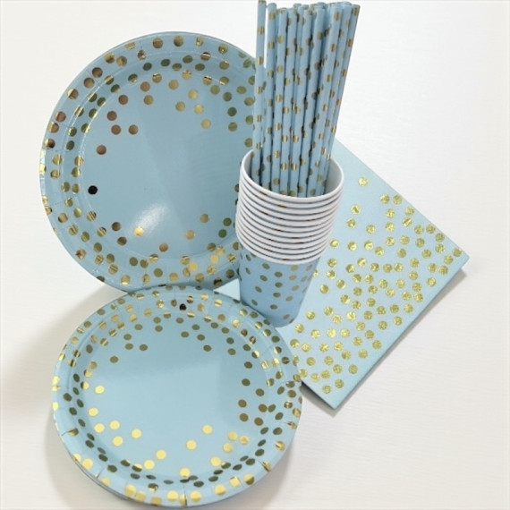 Pappservise i Blått & Gull