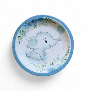 Blå Elefant Papptallerkner