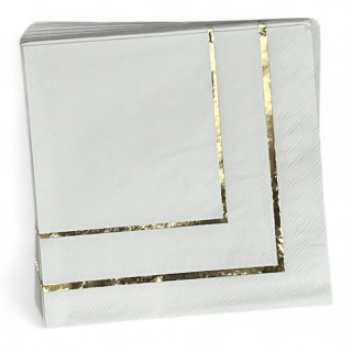 Hvite Papirservietter med Gullkant