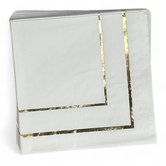 Hvite Papirservietter med Gullkant