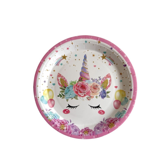 Enhjørning Papptallerkner