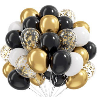 Sort og Gull Ballongbukett