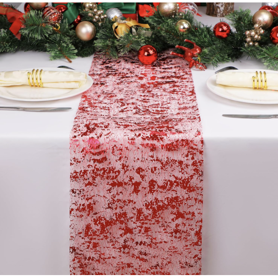 Rød Glitter Bordløper