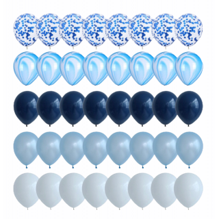 Blå & Hvite Festballonger, 40 stk