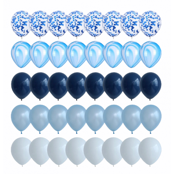 Blå & Hvite Festballonger, 40 stk
