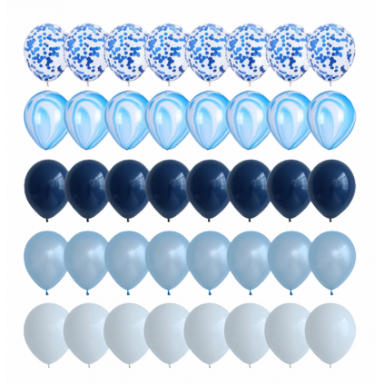 Blå & Hvite Festballonger, 40 stk