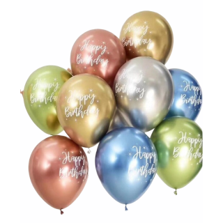 Ballongbukett Happy Birthday, 10 stk