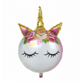 Stor Unicorn Folieballong med Gullhorn