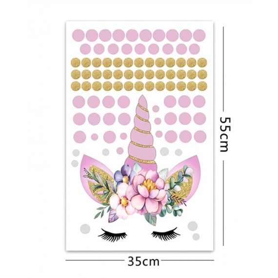 Unicorn Wallsticker Rosa & Gull