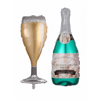 Grønn Folieflaske med Glass