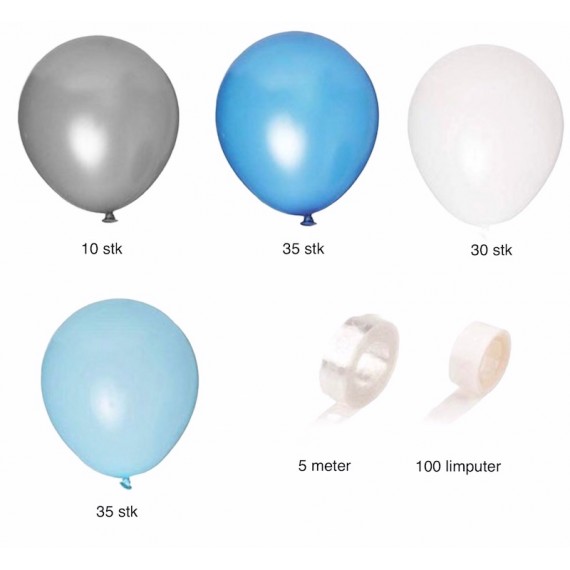 Mellomblå, Sølv & Hvit Ballongbue