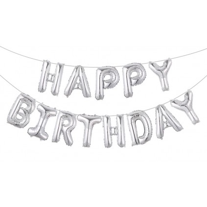 Happy Birthday Foliebanner Sølv