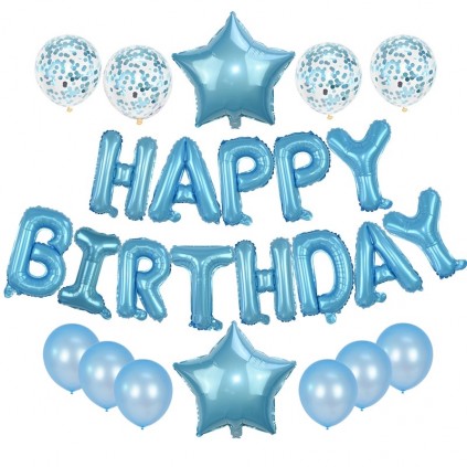 Happy Birthday Bursdagsett Blå