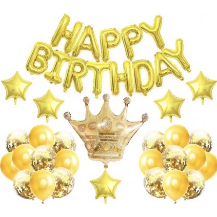 Happy Birthday Gull med Krone