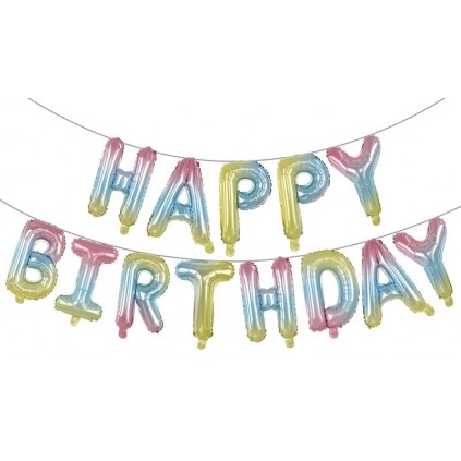 Happy Birthday Foliebanner Pastell