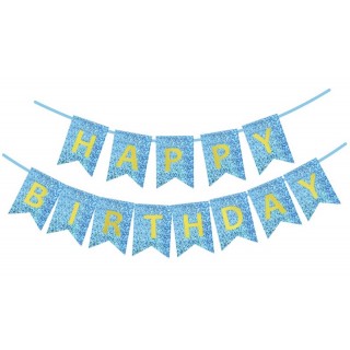 Glitter Happy Birthday Banner, Turkis