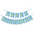 Glitter Happy Birthday Banner, Turkis