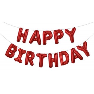 Happy Birthday Rød Foliebanner