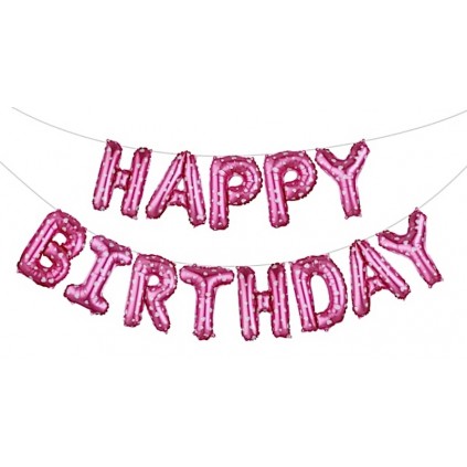 Happy Birthday Foliebanner Hvite Hjerter