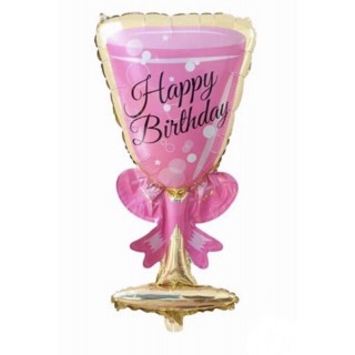 Folieglass Rosa Happy Birthday