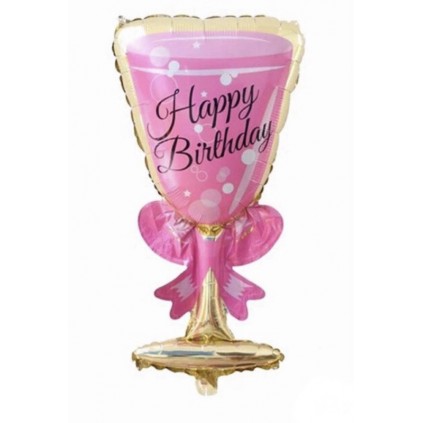 Rosa Happy Birthday Folieglass