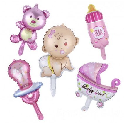 5 stk Rosa Folieballonger