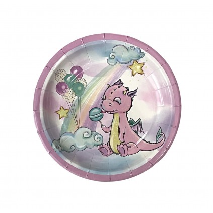 Rosa Dinosaur Tallerkener 18 cm