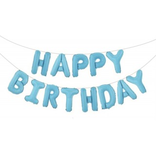 Happy Birthday Foliebanner Matt Blå