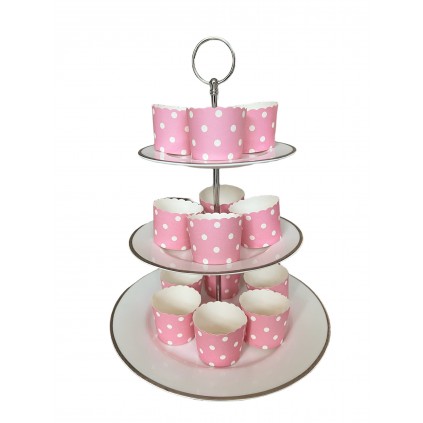 Cupcakeformer Rosa med Hvite Prikker