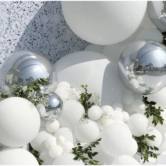 Hvit & Sølv Luksus Ballongbue