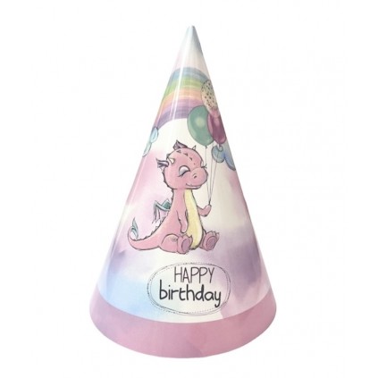 Papphatter Rosa Dinosaur, 6 stk