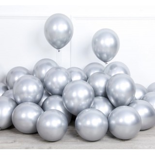 Sølv Metallic Ballonger, 50 stk