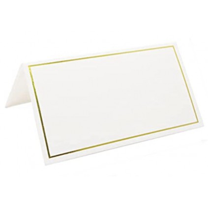 Hvite Bordkort med Gullkant, 10 stk