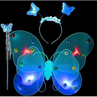 Blå sommerfuglvinger med LED lys
