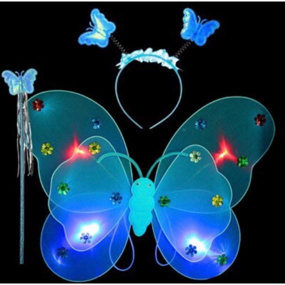 Blå sommerfuglvinger med LED lys