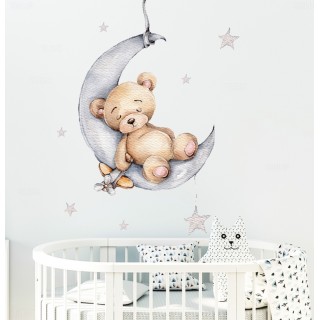 Sovende Teddybjørn Wallsticker