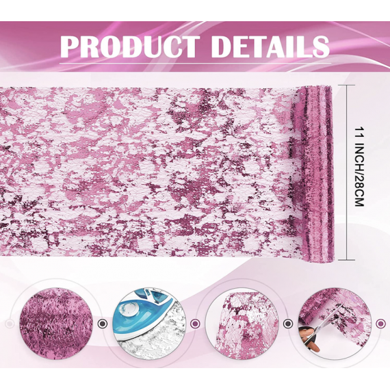 Rosa Glitter Bordløper, 10 meter