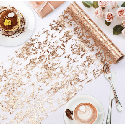Rose Gold Glitter Bordløper, 10 meter