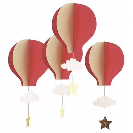 Luftballong Papirdekorasjon Krem & Rød
