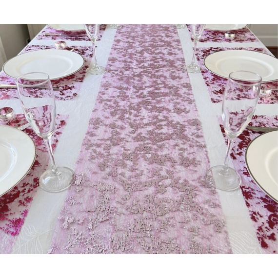 Rosa Glitter Bordløper, 10 meter