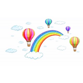 Regnbue med Luftballonger Veggklistremerke