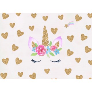 Enhjørning Wallsticker Gullhjerter