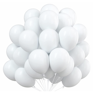 Hvite Latexballonger, 50 stk